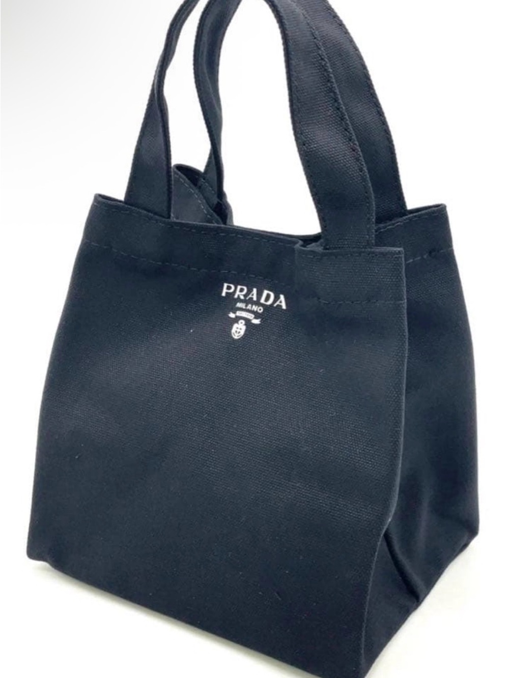Prada Black Canvas Messenger Tote with White Logo GWP - Picture 2 of 4